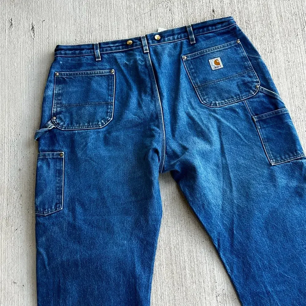 Carhartt B07 DNM faded denim double knee work wear carpenter pants